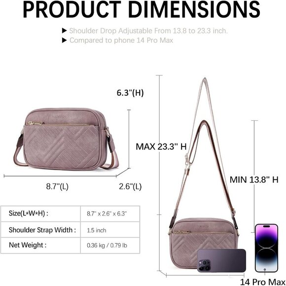 Women Purple Imported Vegan Leather Quilted Small Shoulder Crossbody Handbags - Picture 3 of 6